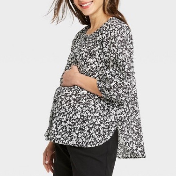 Hatch Tops - The Nines by Hatch Black Ivory Maternity Blouse XS